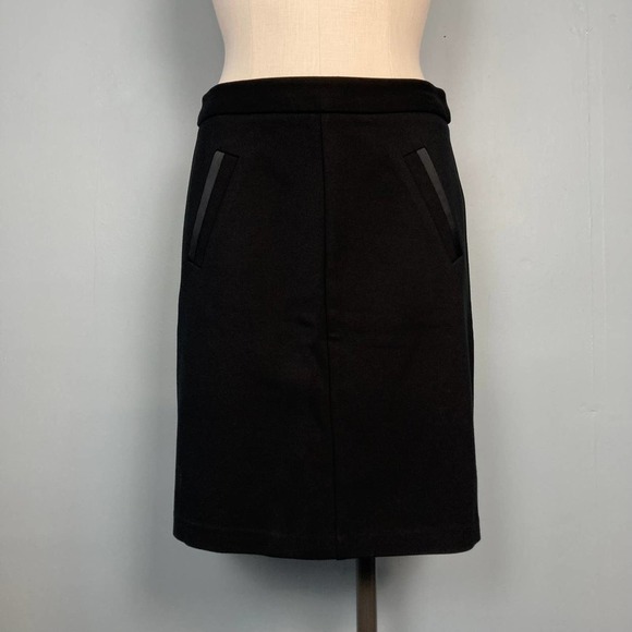 Mario Serrano Italy Black Pencil Skirt Size 6 Faux Pocket Stretch Above the Knee - Picture 1 of 12
